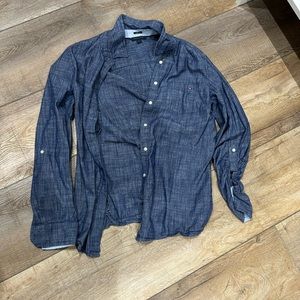 Long sleeve denim look button-down, Tommy Hilfiger top.